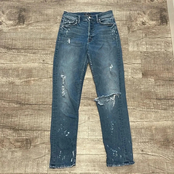 Mother Denim - Straight Leg Distressed Button Closure Jeans - Size 25!! - Picture 1 of 16